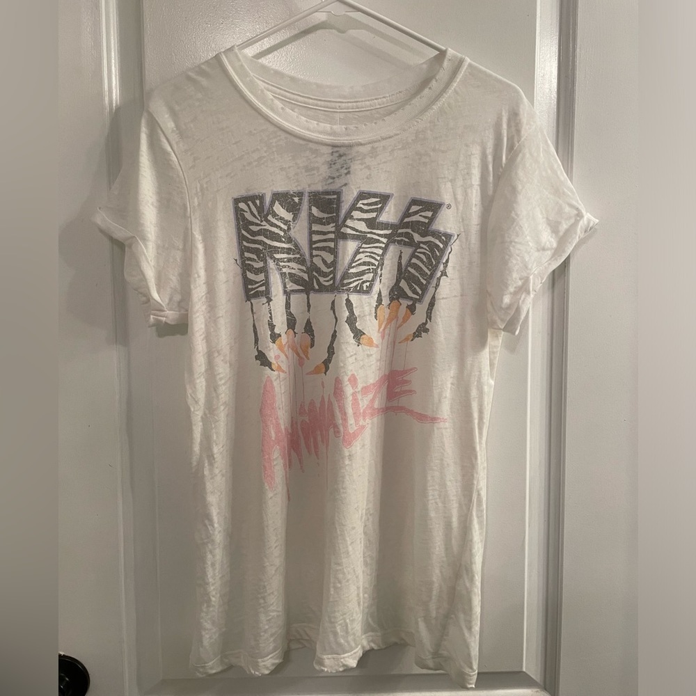 Recycled Karma KISS Animalize Tee Distressed Rock Band Tee